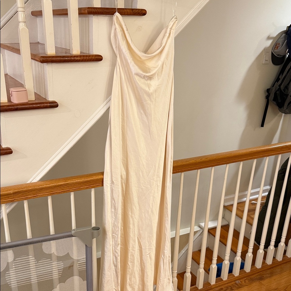 Elegant Cream Satin Dress